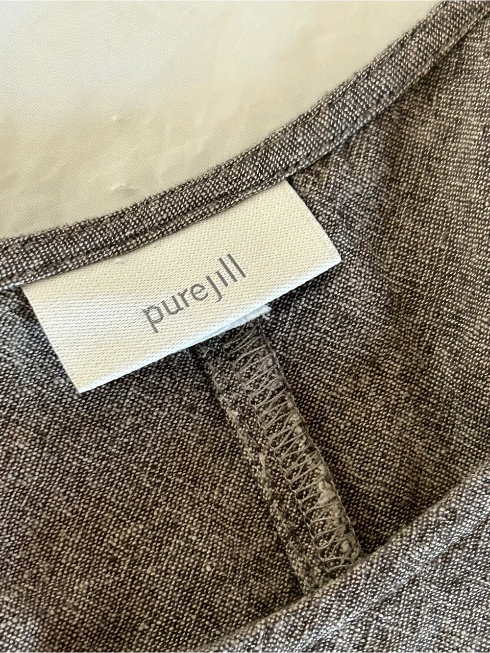 J. Jill Pure Jill Linen Blend Sleeveless A-Line Midi Dress M/L Taupe Gray